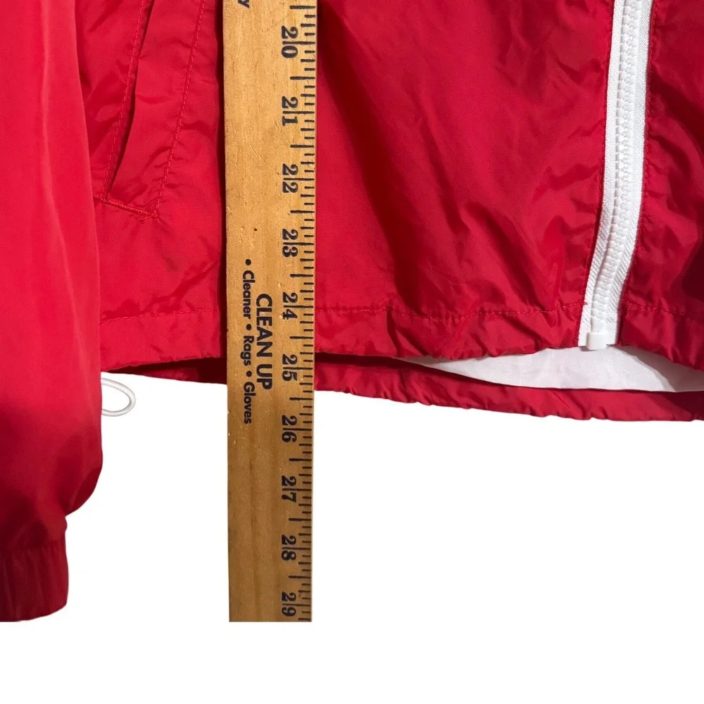 GARAGE Color Block‎ Windbreaker Jacket Hooded Red White Black Lightweight Women